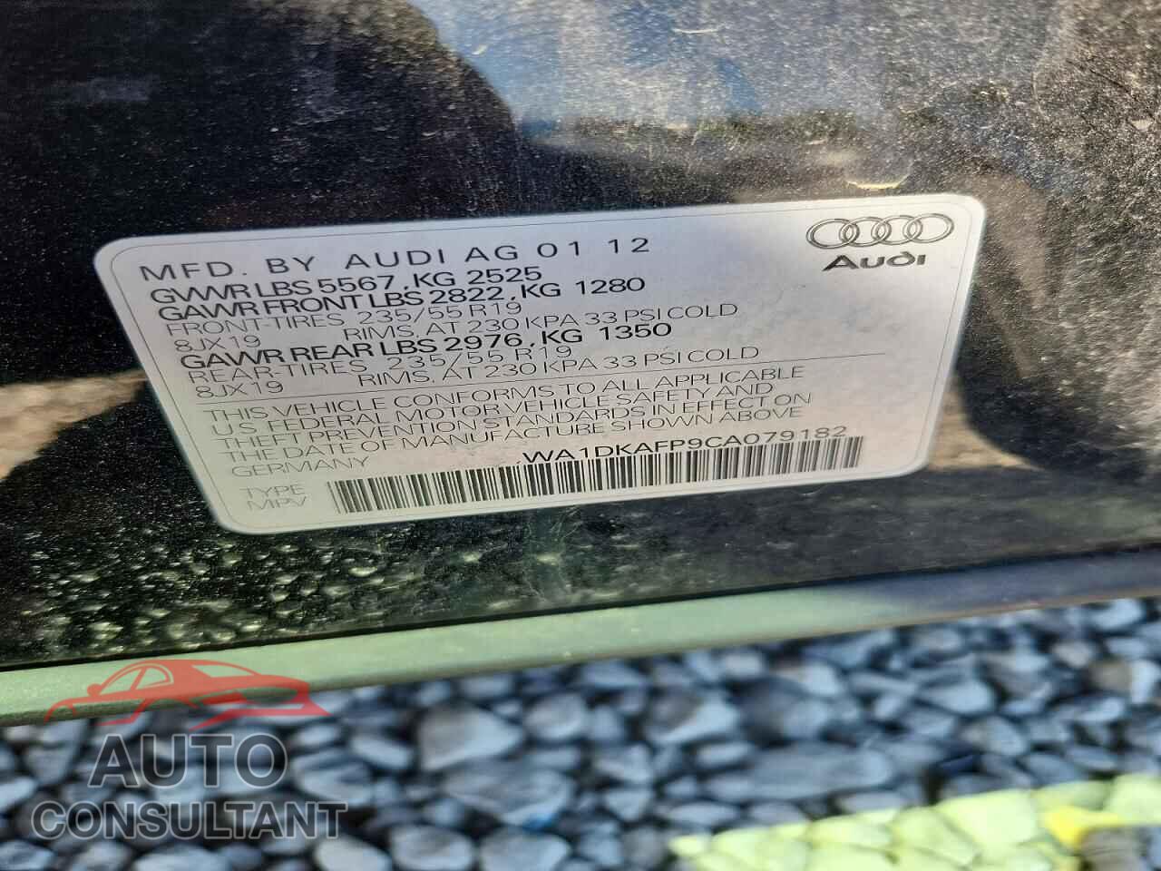 AUDI Q5 2012 - WA1DKAFP9CA079182