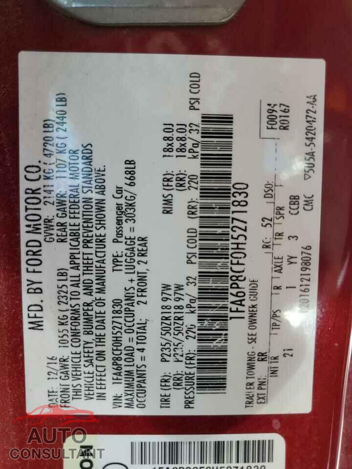 FORD MUSTANG 2017 - 1FA6P8CF0H5271830