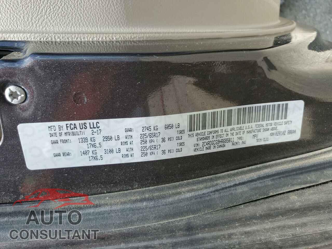 DODGE CARAVAN 2017 - 2C4RDGCG9HR685811