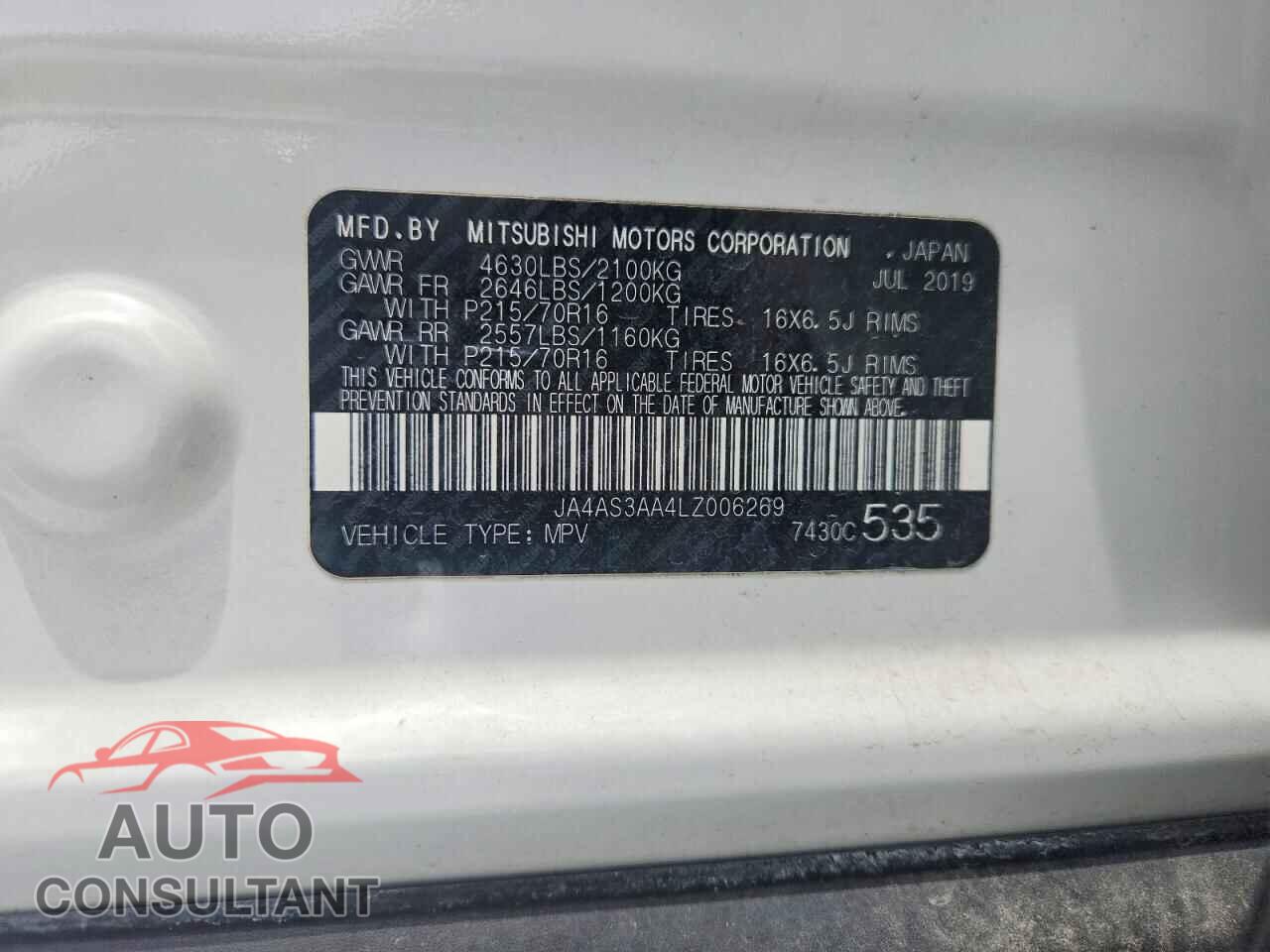 MITSUBISHI ECLIPSE 2020 - JA4AS3AA4LZ006269