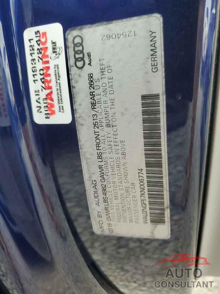 AUDI A5 2019 - WAU2NGF57KN006774