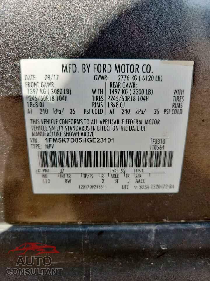 FORD EXPLORER 2017 - 1FM5K7D85HGE23101