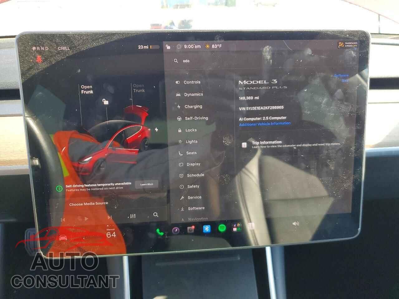 TESLA MODEL 3 2019 - 5YJ3E1EA2KF298965
