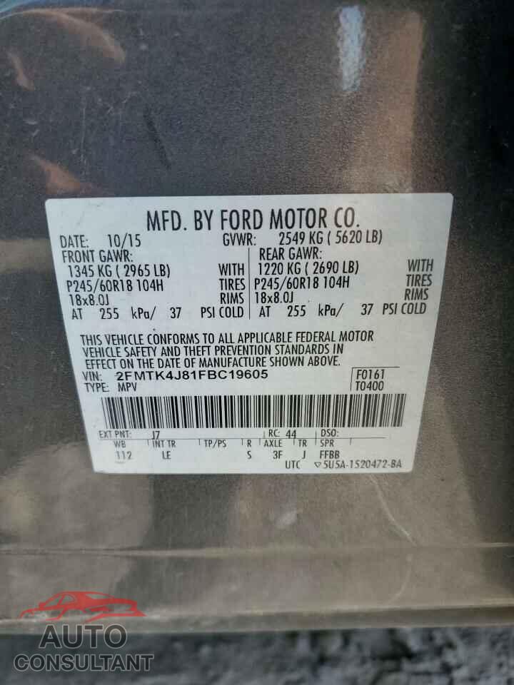 FORD EDGE 2015 - 2FMTK4J81FBC19605