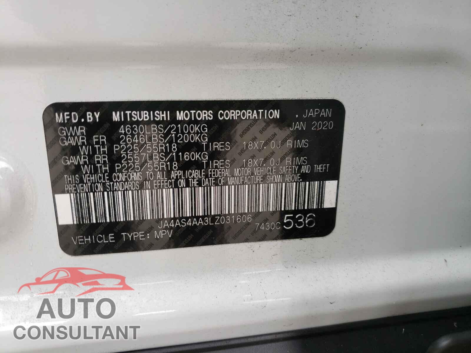 MITSUBISHI ECLIPSE 2020 - JA4AS4AA3LZ031606