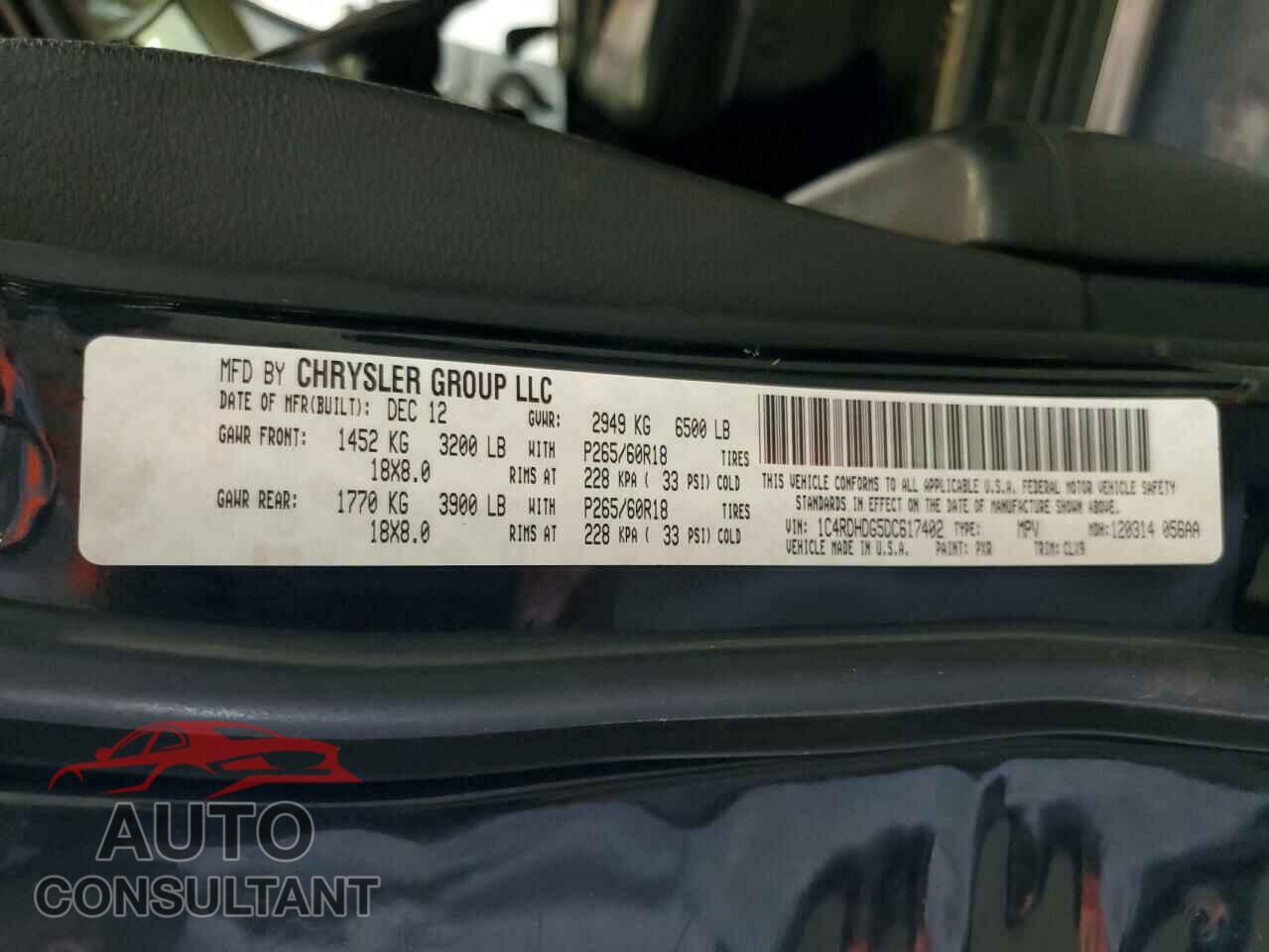 DODGE DURANGO 2013 - 1C4RDHDG5DC617402