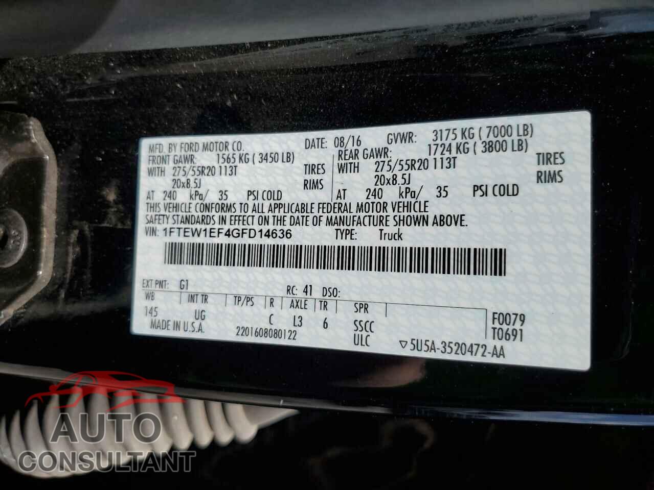 FORD F-150 2016 - 1FTEW1EF4GFD14636