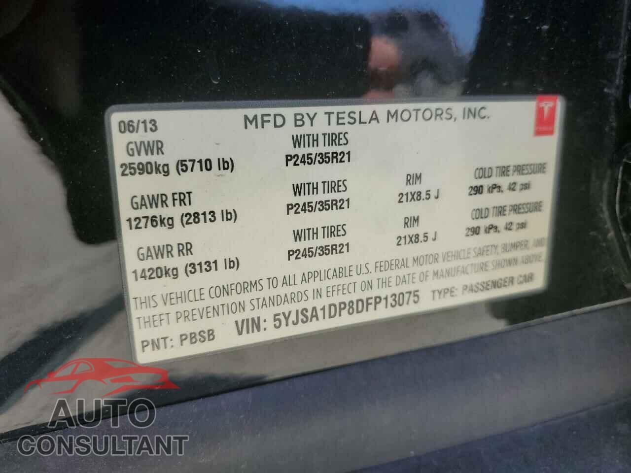 TESLA MODEL S 2013 - 5YJSA1DP8DFP13075