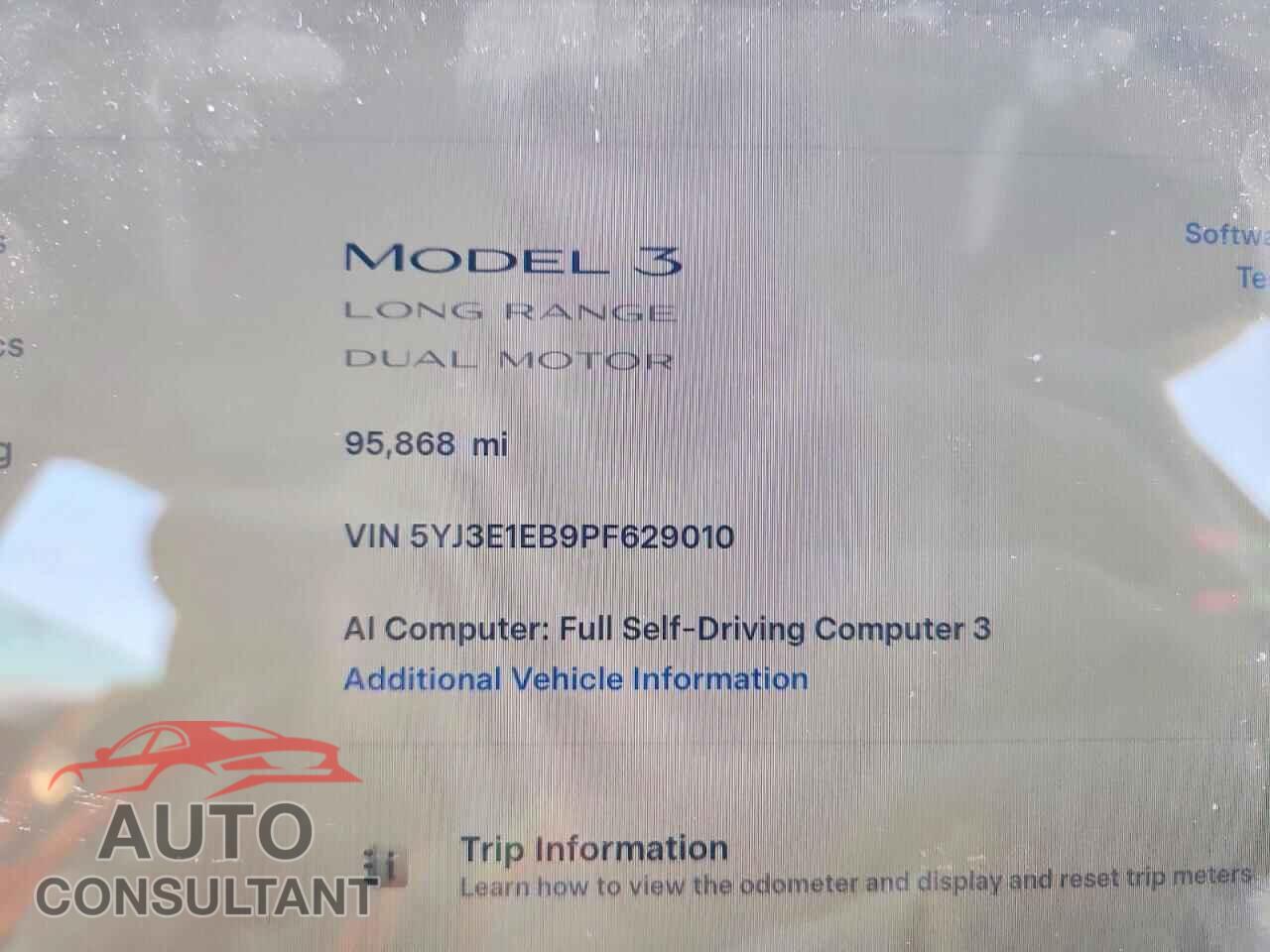 TESLA MODEL 3 2023 - 5YJ3E1EB9PF629010