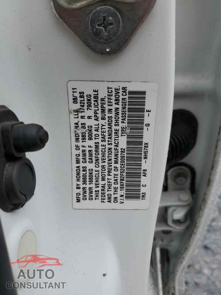 HONDA CIVIC 2012 - 19XFB2F52CE009782