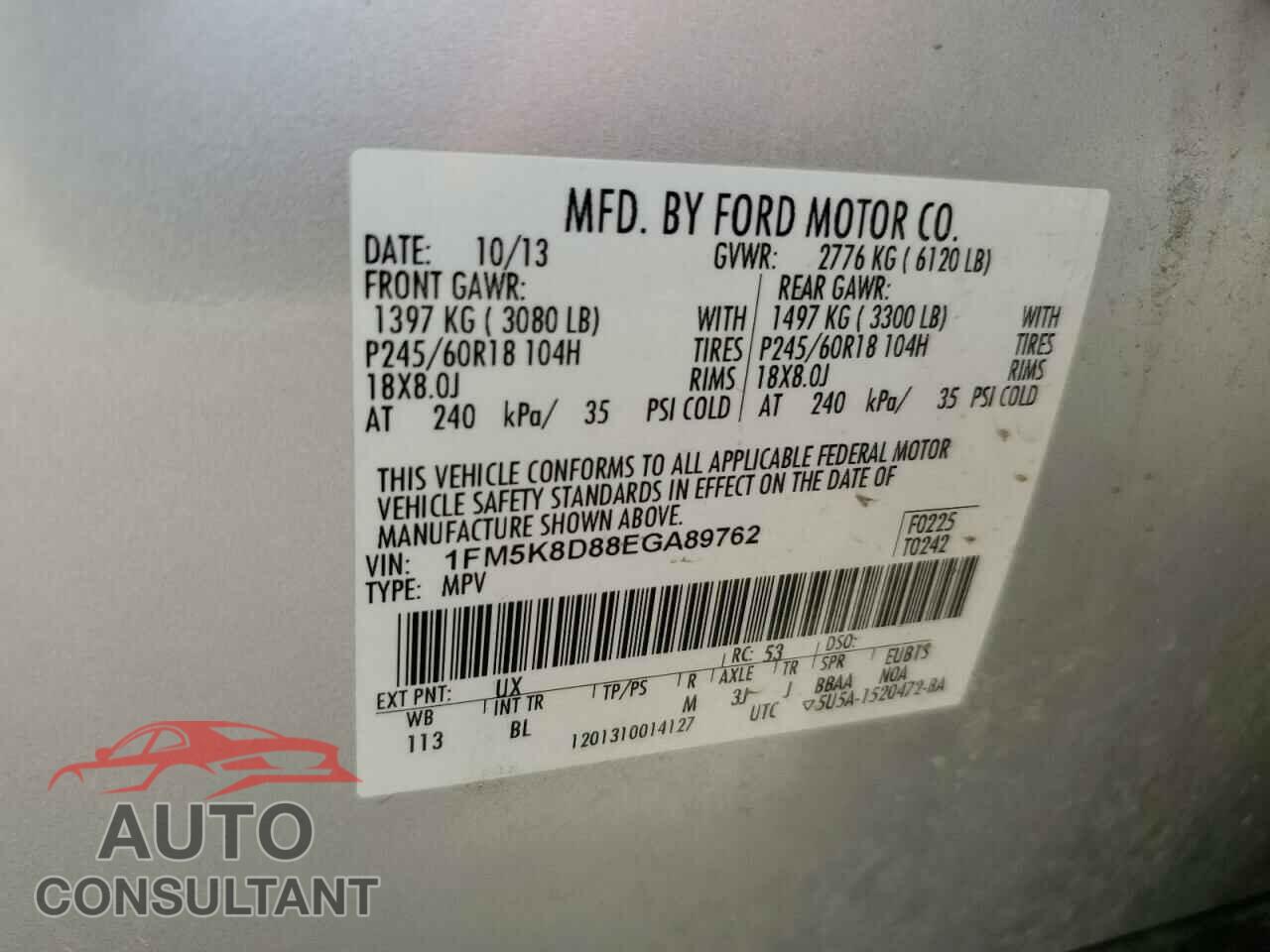 FORD EXPLORER 2014 - 1FM5K8D88EGA89762