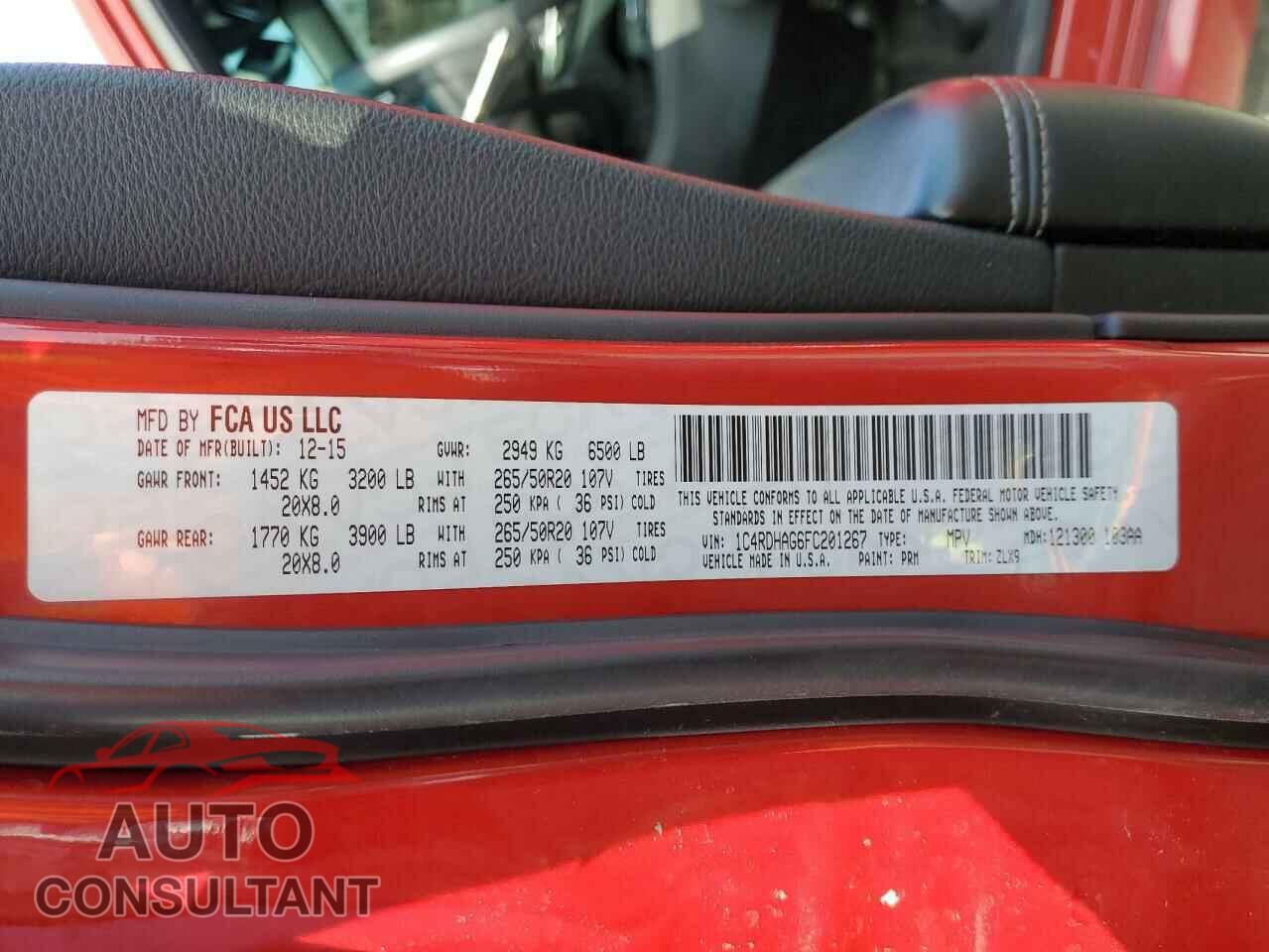 DODGE DURANGO 2015 - 1C4RDHAG6FC201267