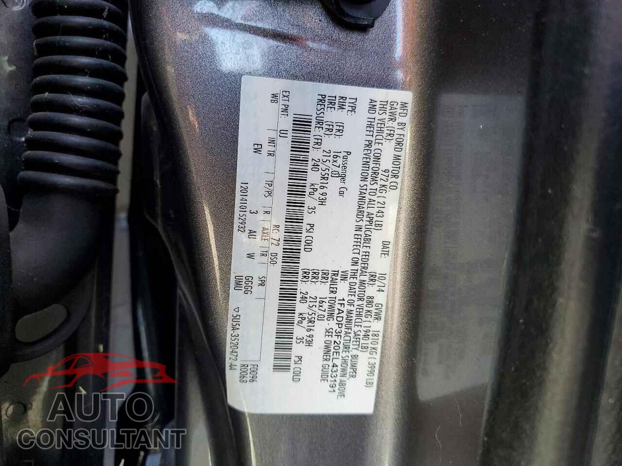 FORD FOCUS 2014 - 1FADP3F20EL433191