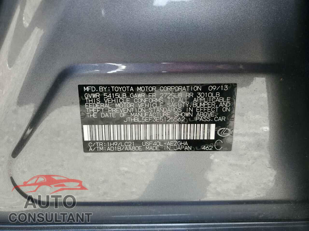 LEXUS LS460 2014 - JTHBL5EF3E5125562