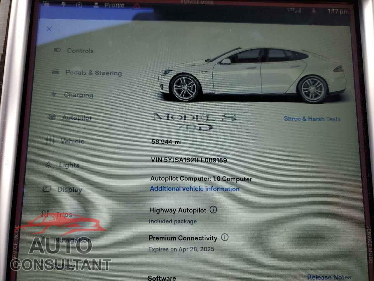TESLA MODEL S 2015 - 5YJSA1S21FF089159