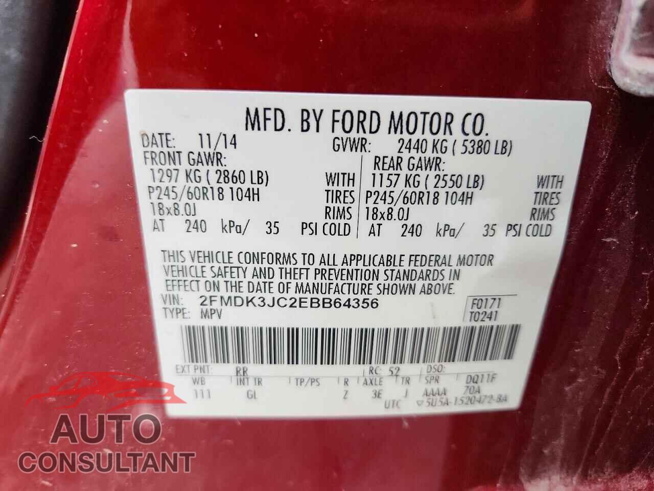FORD EDGE 2014 - 2FMDK3JC2EBB64356