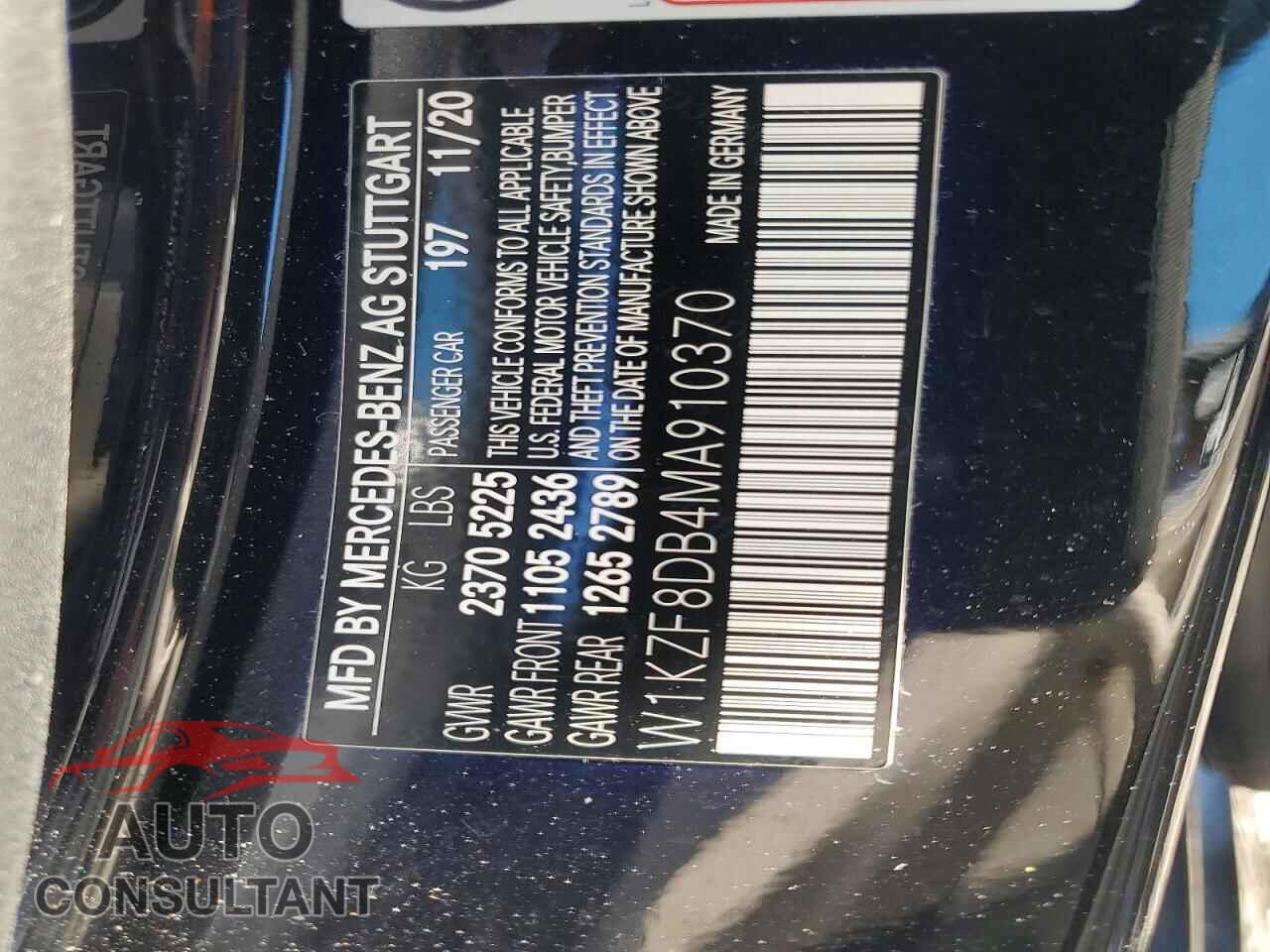 MERCEDES-BENZ E-CLASS 2021 - W1KZF8DB4MA910370