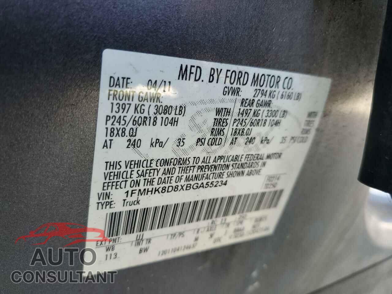 FORD EXPLORER 2011 - 1FMHK8D8XBGA55234