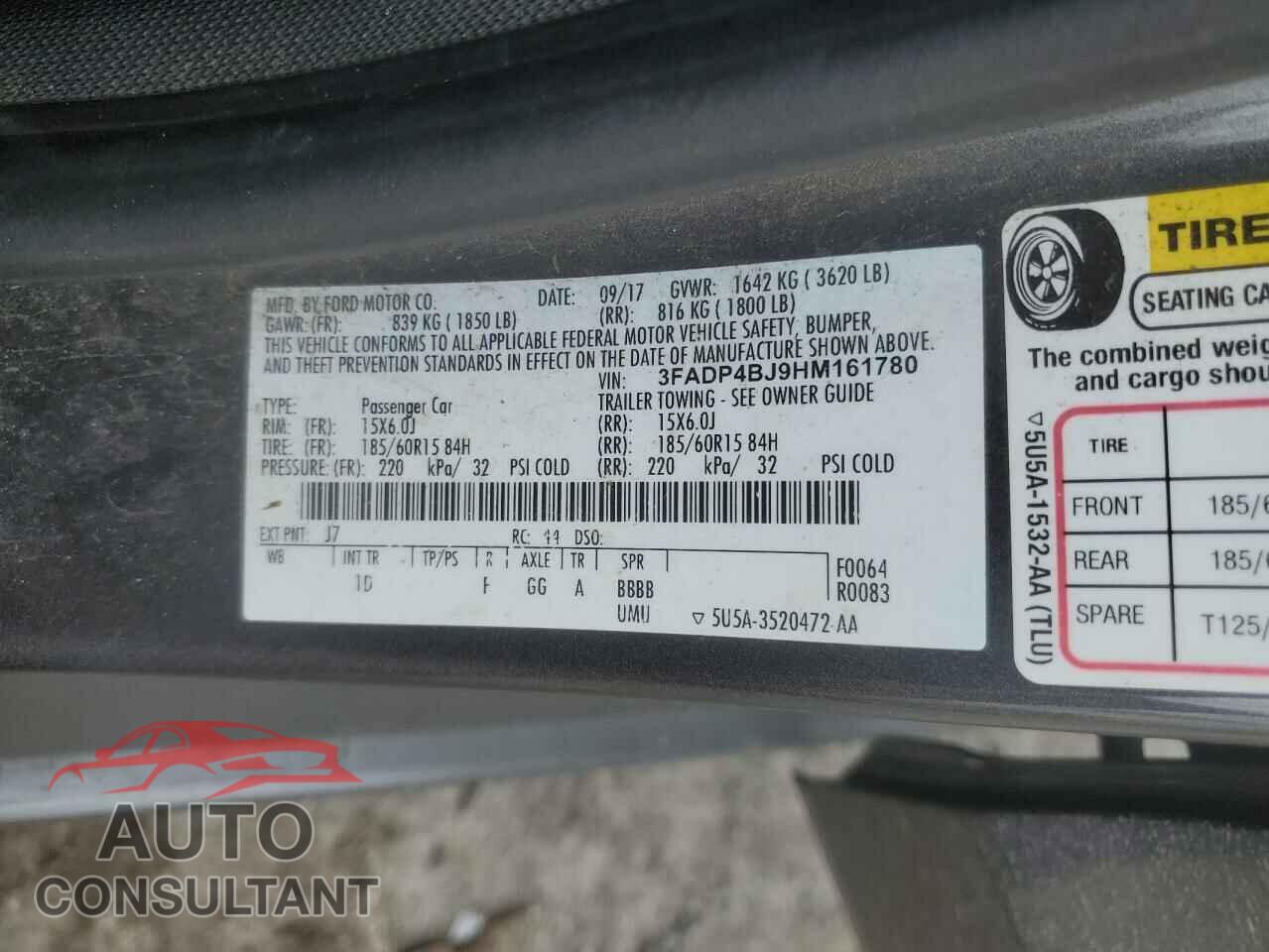 FORD FIESTA 2017 - 3FADP4BJ9HM161780