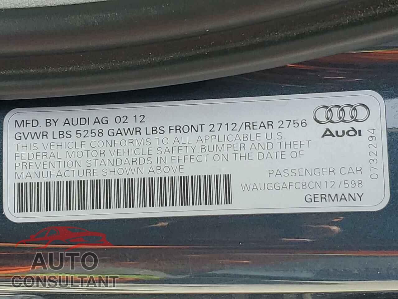 AUDI A6 2012 - WAUGGAFC8CN127598