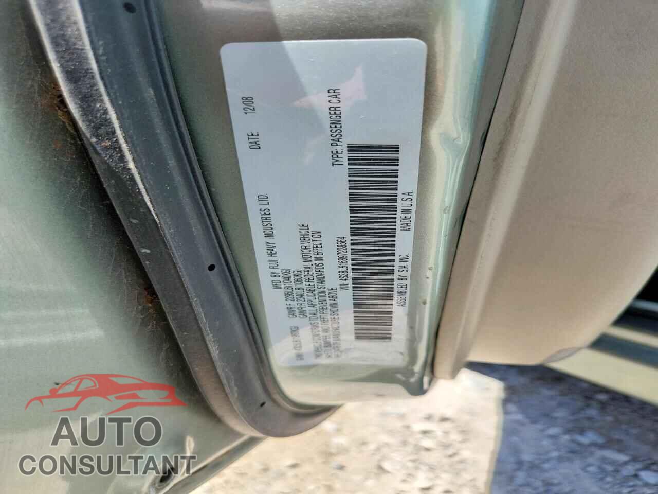 SUBARU LEGACY 2009 - 4S3BL616897228564