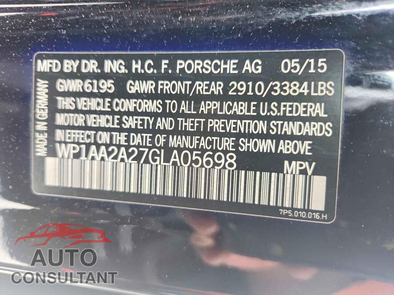 PORSCHE CAYENNE 2016 - WP1AA2A27GLA05698