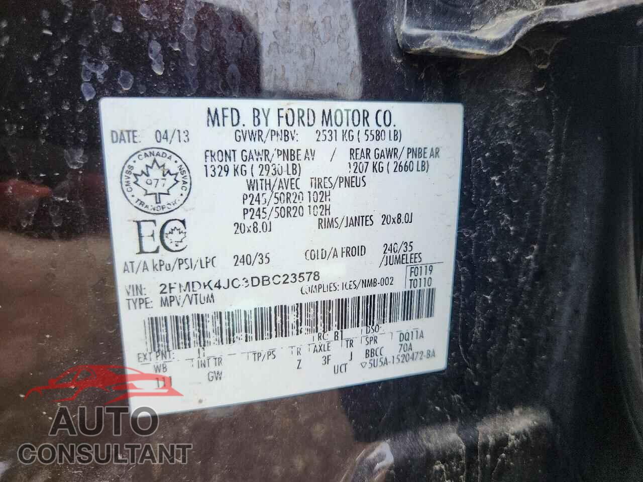 FORD EDGE 2013 - 2FMDK4JC3DBC23578