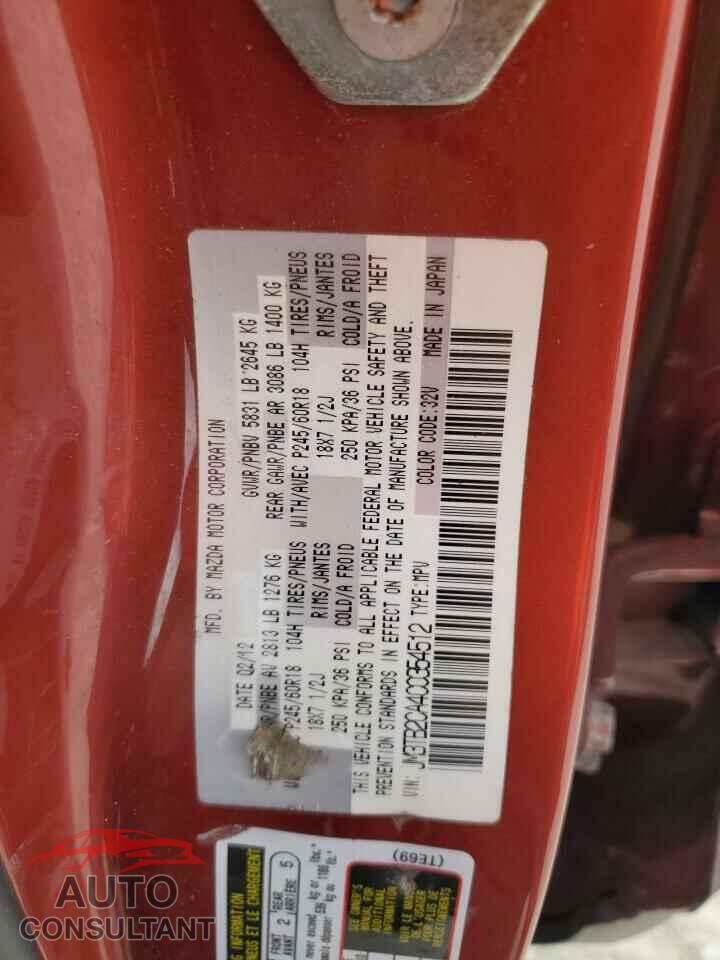 MAZDA CX-9 2012 - JM3TB2CA4C0354512