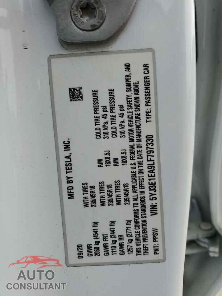TESLA MODEL 3 2020 - 5YJ3E1EA9LF797330