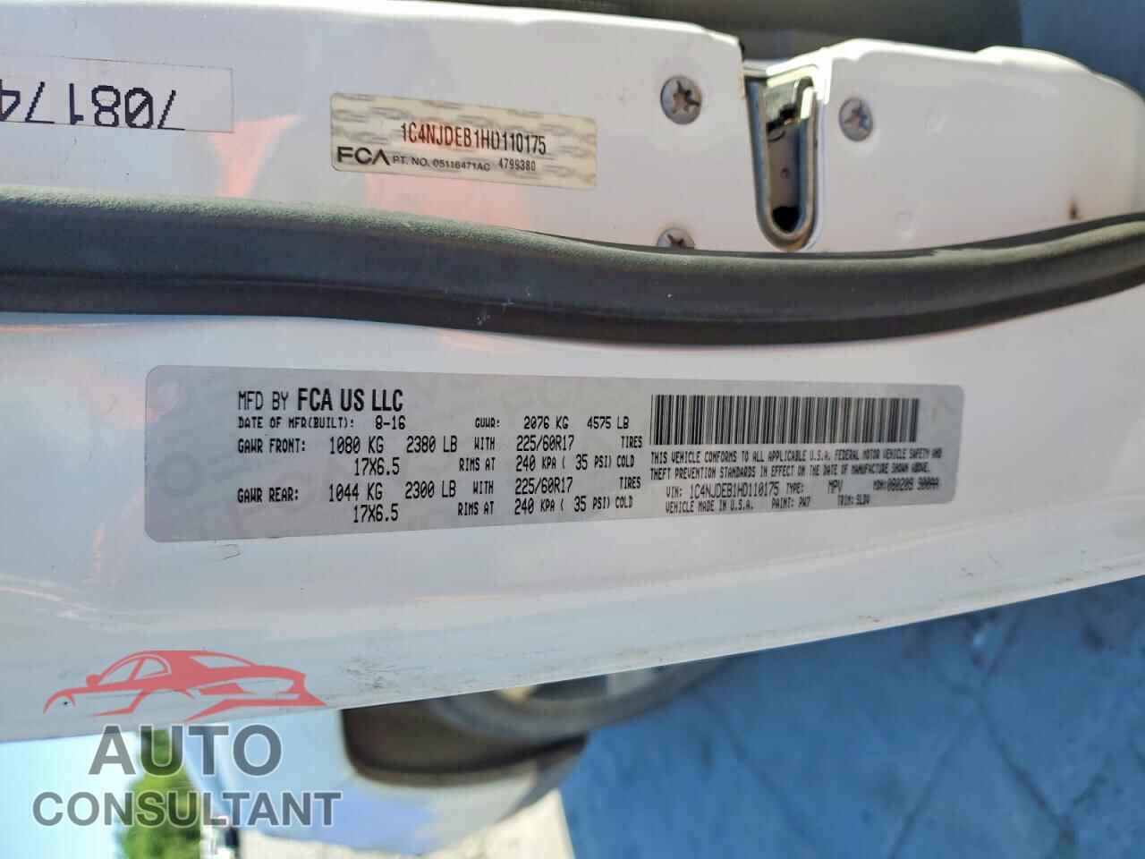 JEEP COMPASS 2017 - 1C4NJDEB1HD110175