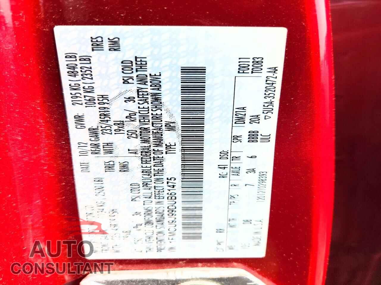 FORD ESCAPE 2013 - 1FMCU9J99DUB61475