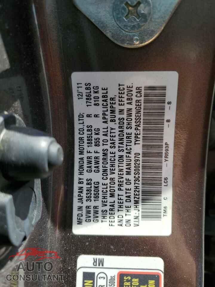 HONDA INSIGHT 2012 - JHMZE2H73CS002970