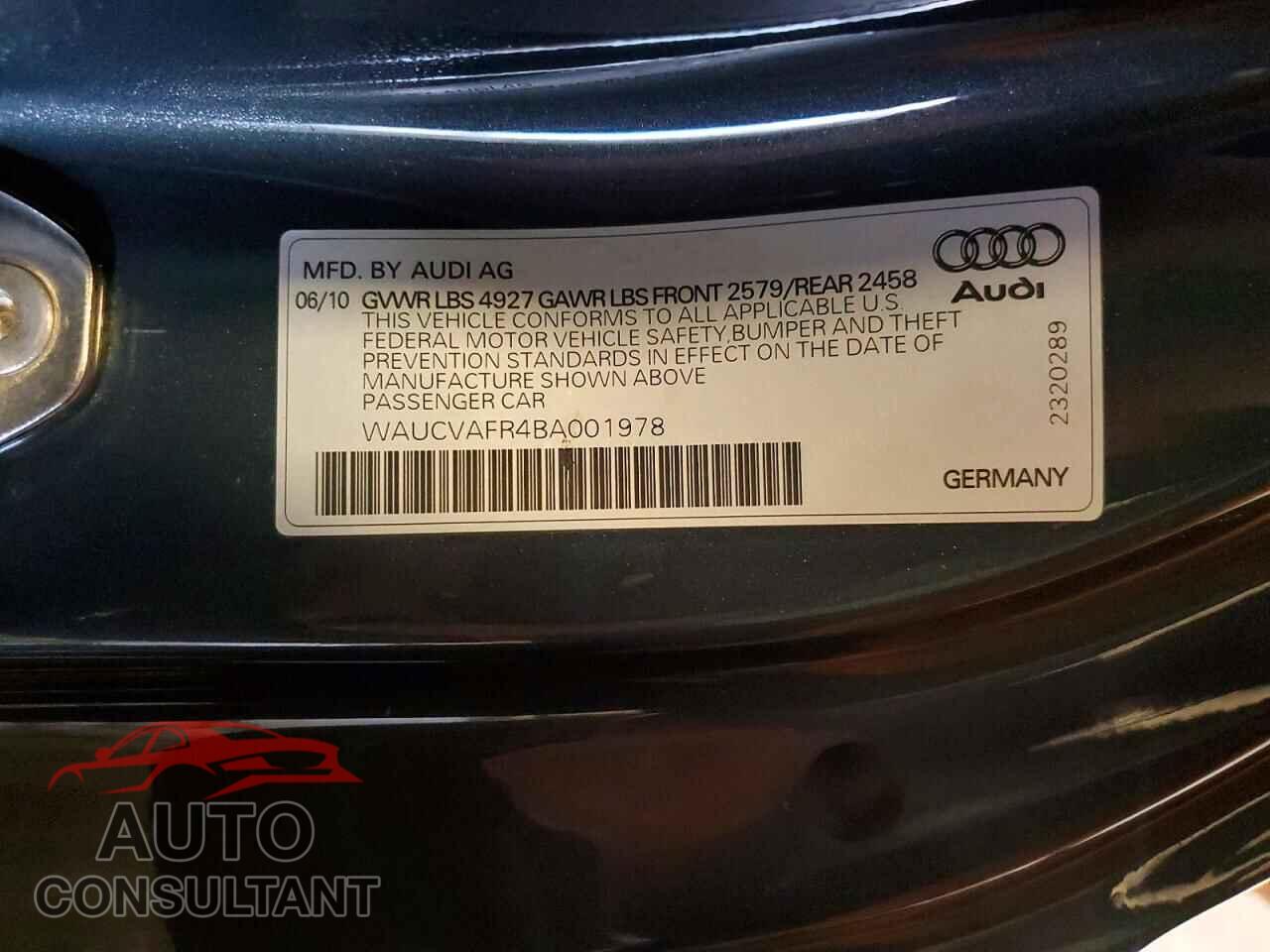 AUDI S5/RS5 2011 - WAUCVAFR4BA001978