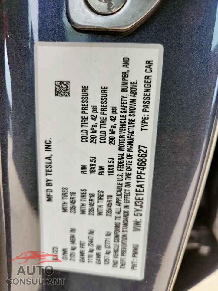 TESLA MODEL 3 2023 - 5YJ3E1EA1PF468627