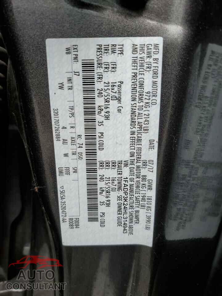 FORD FOCUS 2017 - 1FADP3K24HL314943