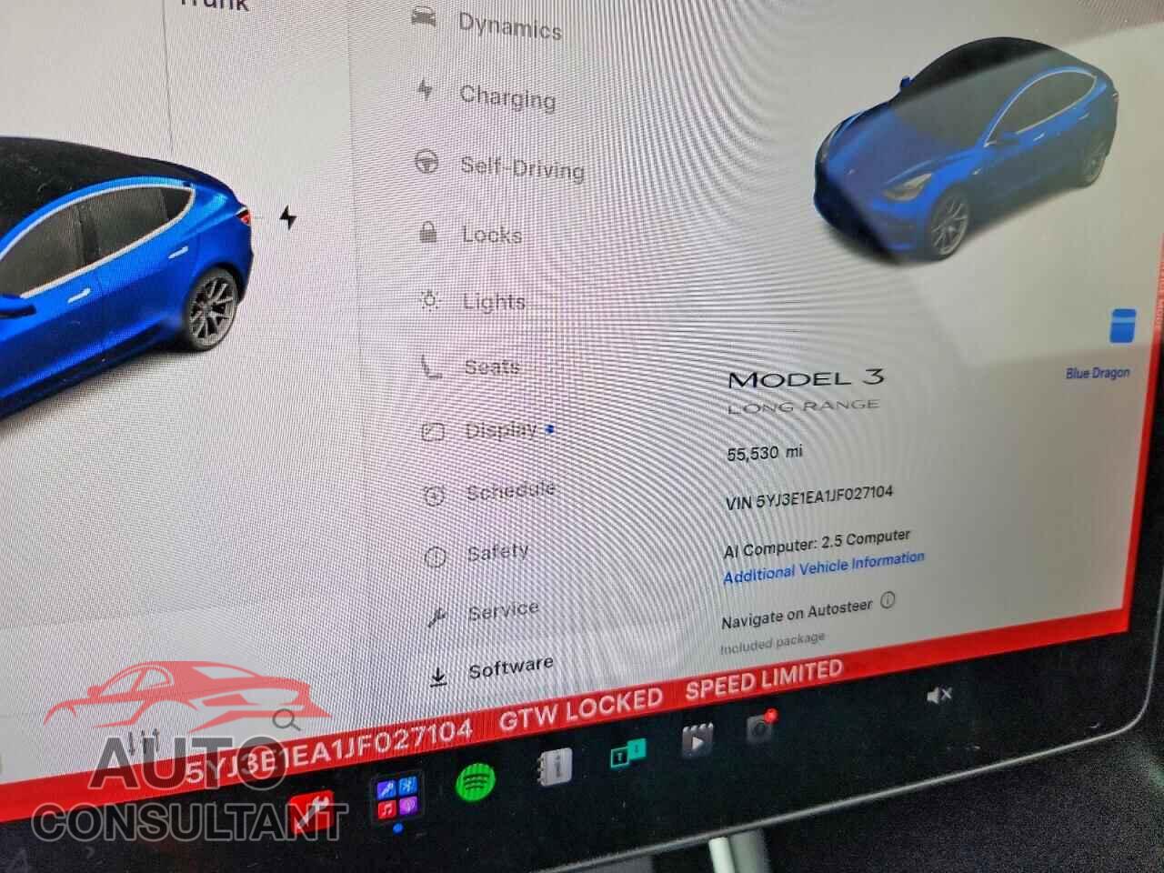 TESLA MODEL 3 2018 - 5YJ3E1EA1JF027104