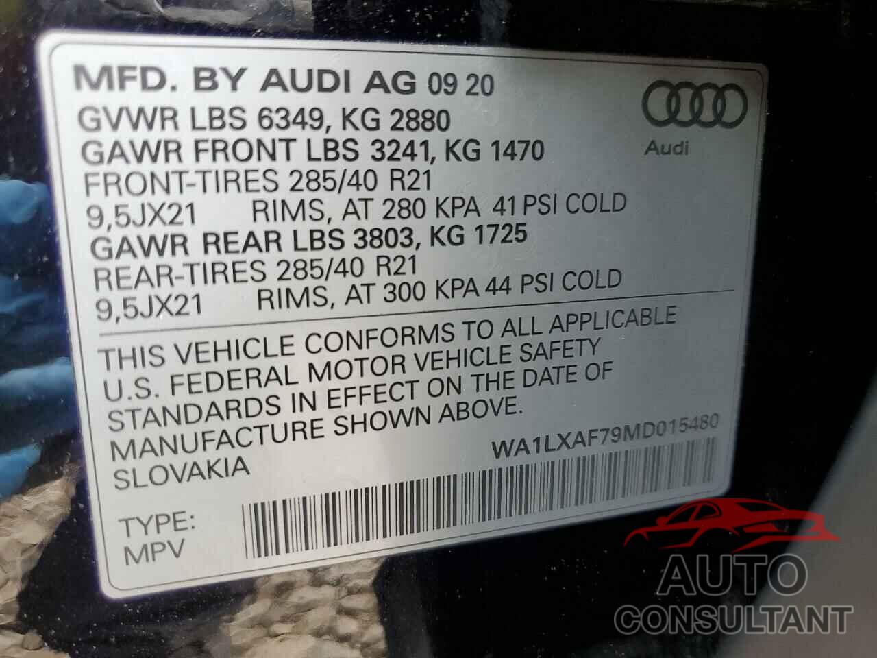 AUDI Q7 2021 - WA1LXAF79MD015480