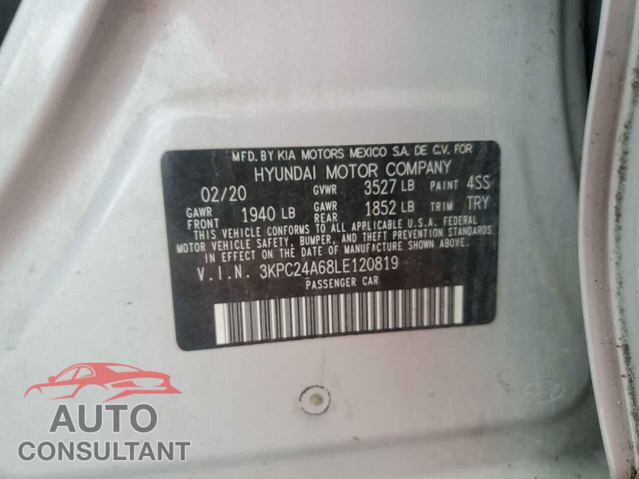 HYUNDAI ACCENT 2020 - 3KPC24A68LE120819