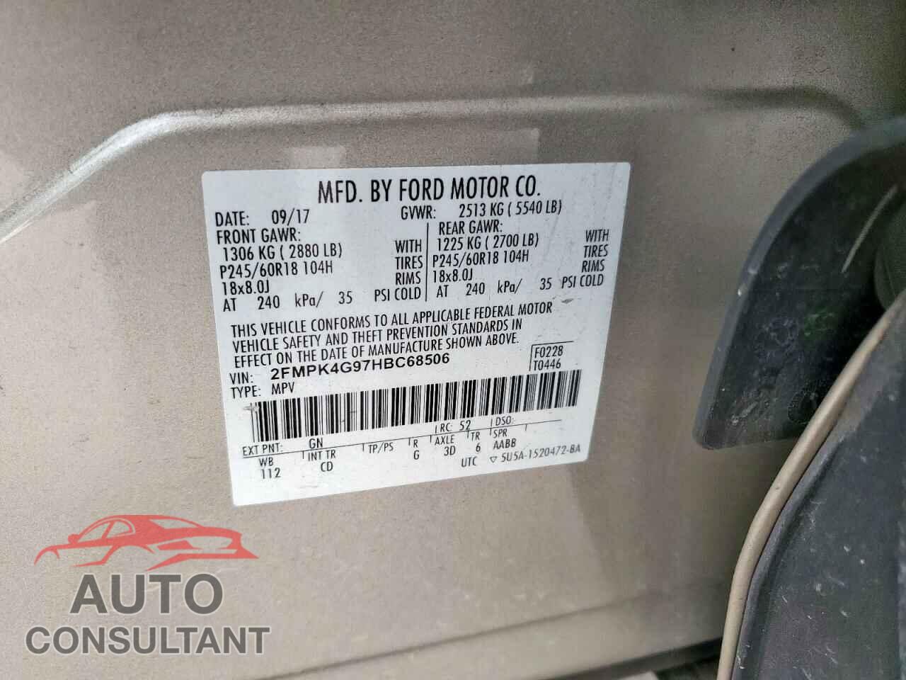 FORD EDGE 2017 - 2FMPK4G97HBC68506