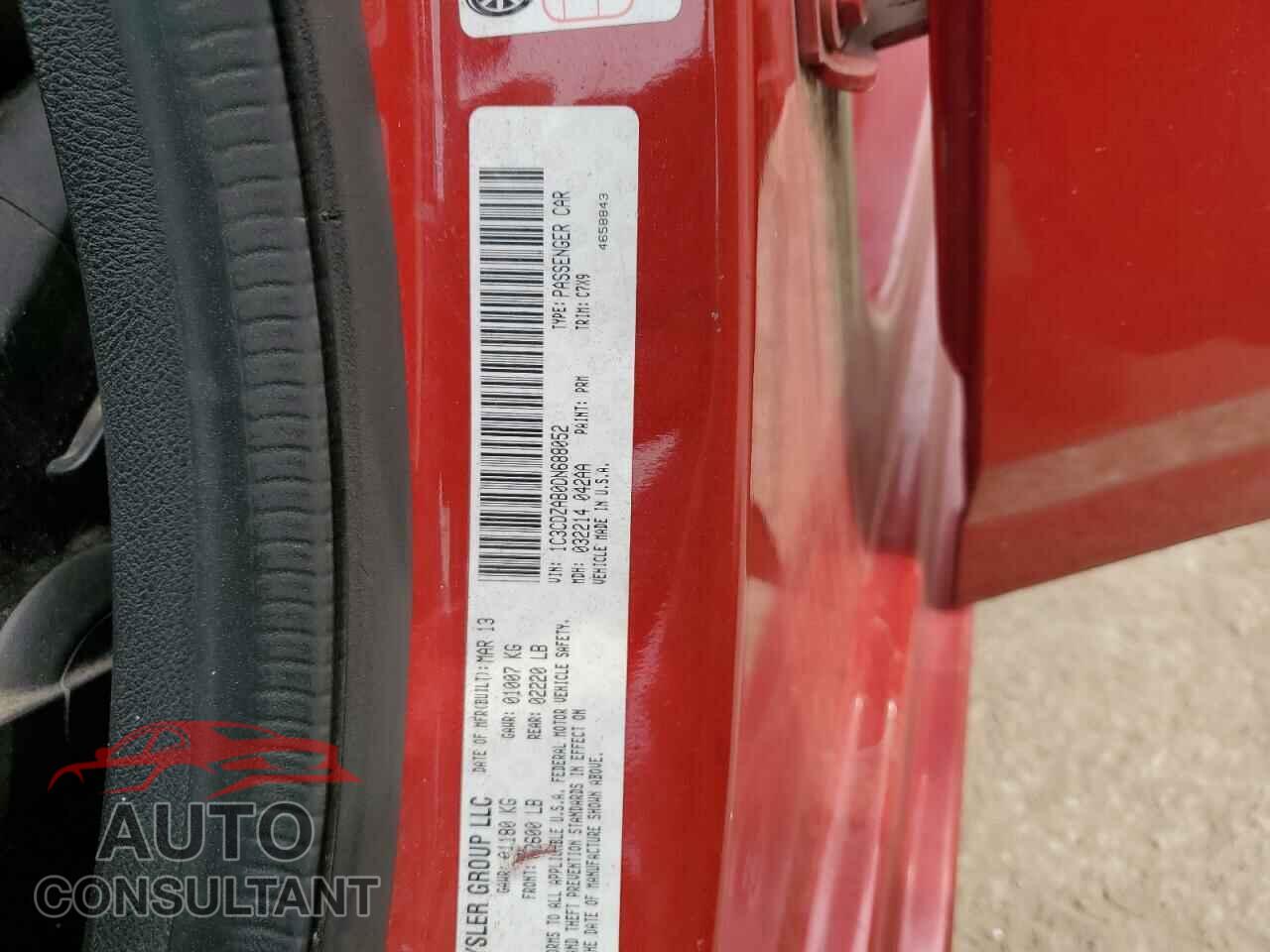 DODGE AVENGER 2013 - 1C3CDZAB0DN688052