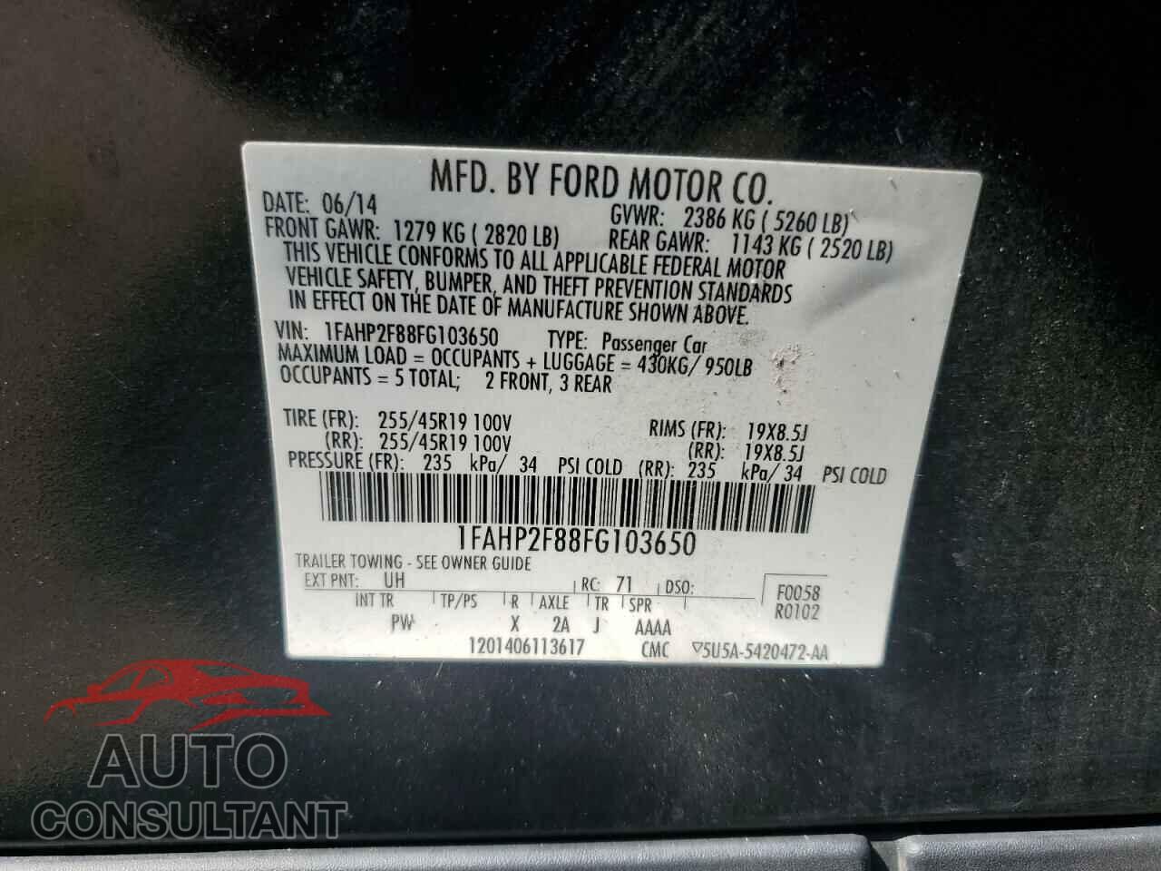 FORD TAURUS 2015 - 1FAHP2F88FG103650