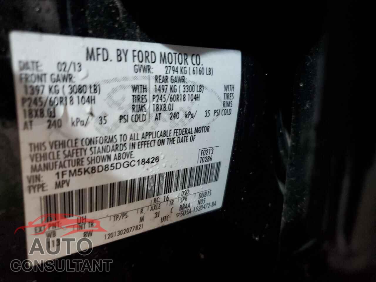 FORD EXPLORER 2013 - 1FM5K8D85DGC18426