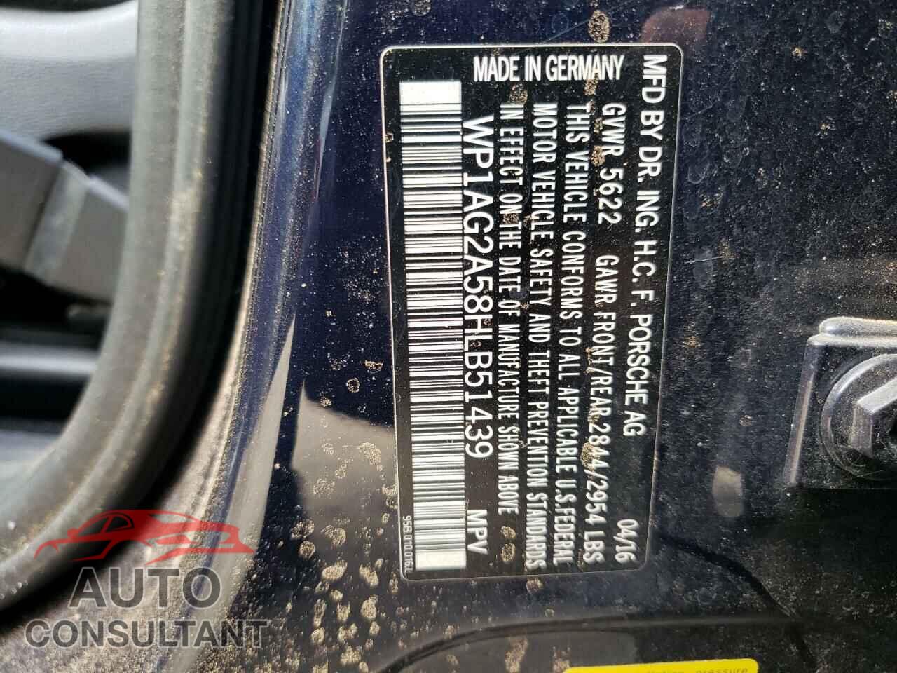 PORSCHE MACAN 2017 - WP1AG2A58HLB51439