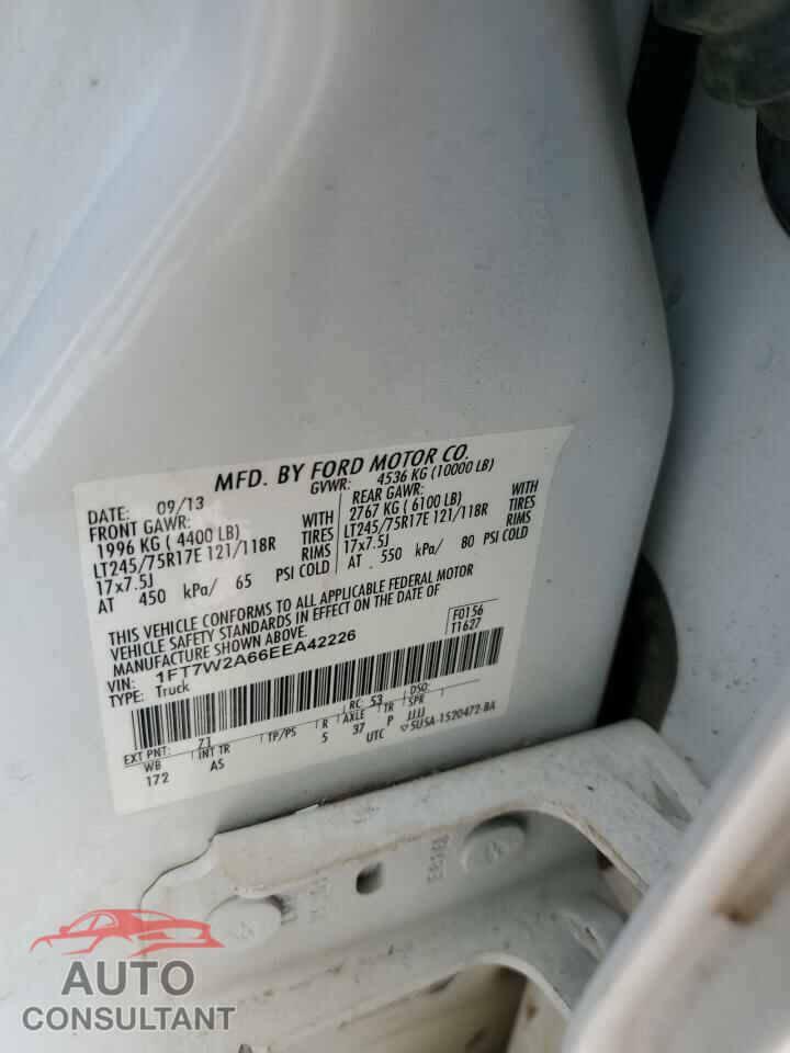 FORD F250 2014 - 1FT7W2A66EEA42226