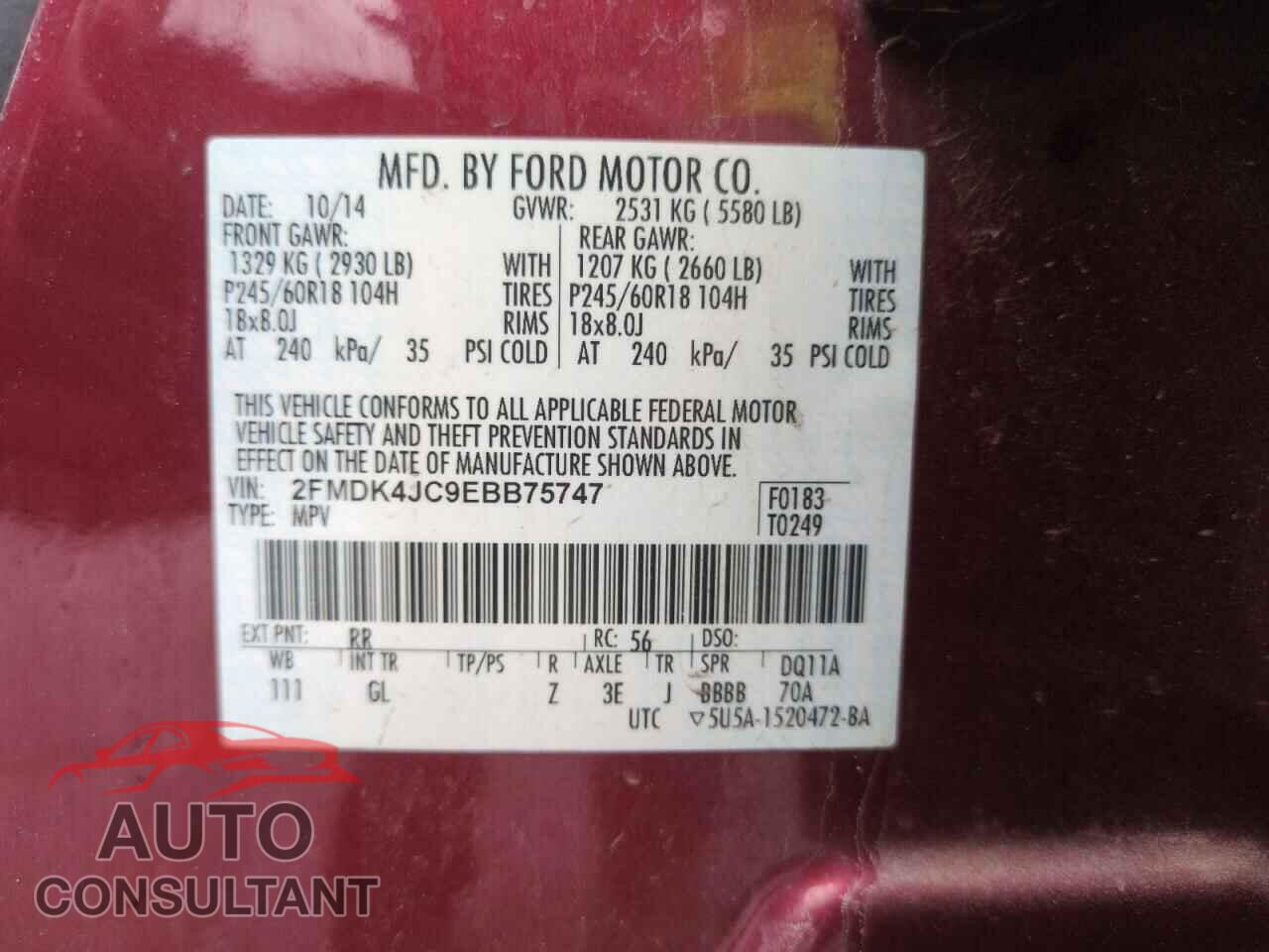 FORD EDGE 2014 - 2FMDK4JC9EBB75747