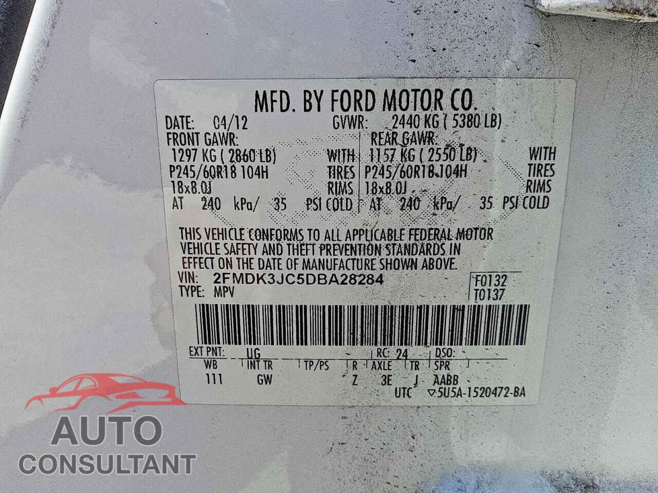 FORD EDGE 2013 - 2FMDK3JC5DBA28284