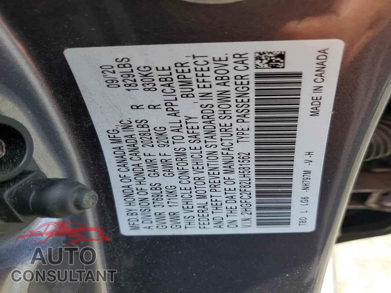 HONDA CIVIC 2020 - 2HGFC2F82LH581562