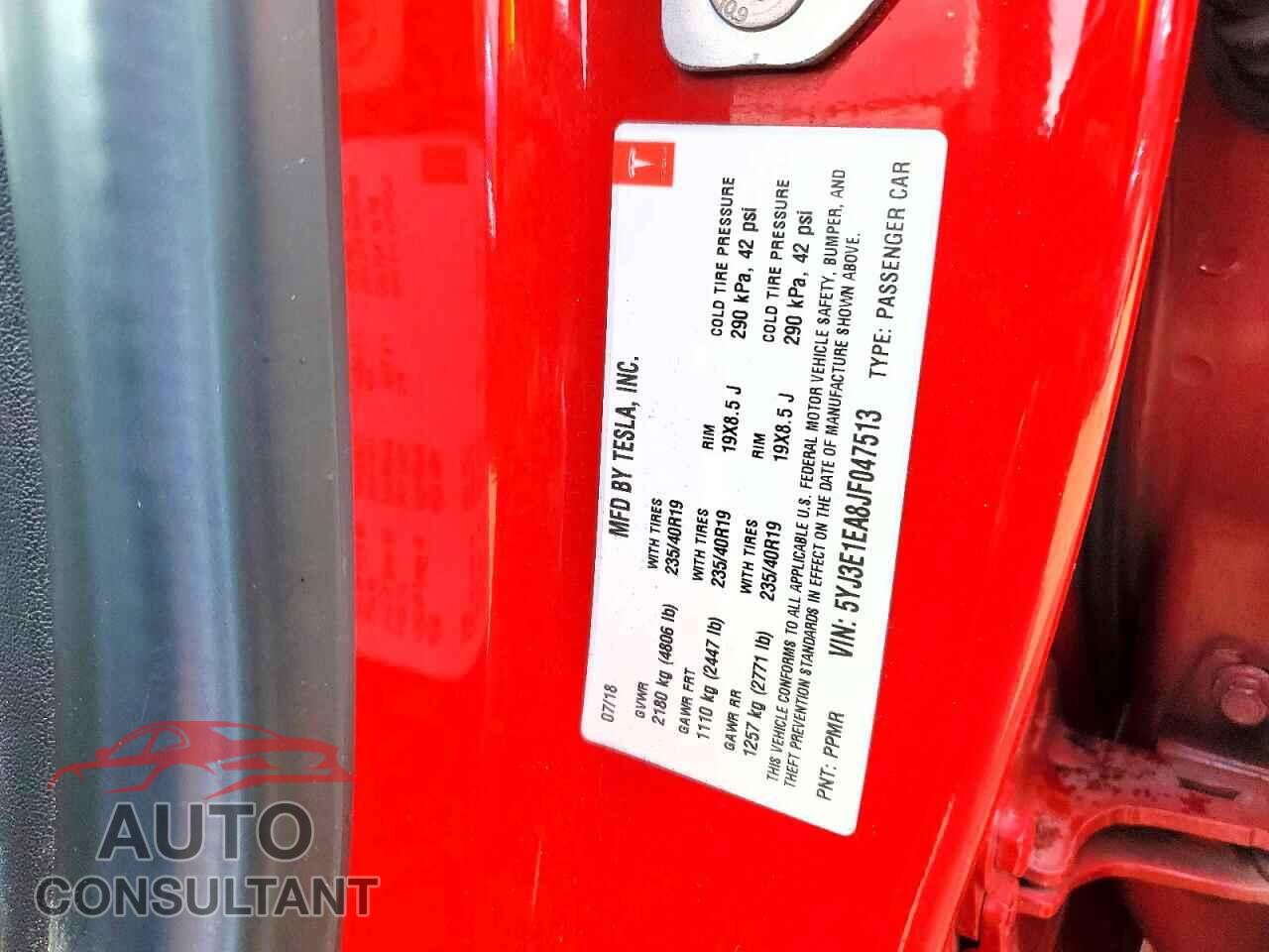 TESLA MODEL 3 2018 - 5YJ3E1EA8JF047513