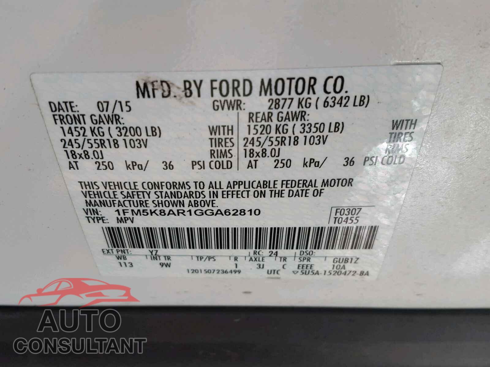 FORD EXPLORER P 2016 - 1FM5K8AR1GGA62810