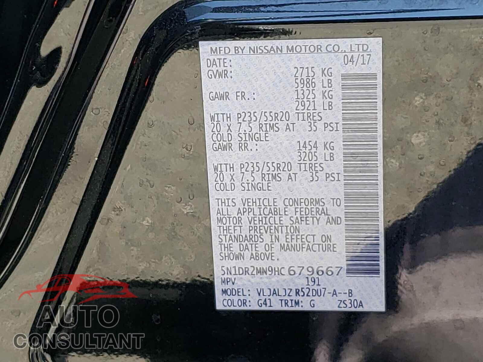 NISSAN PATHFINDER 2017 - 5N1DR2MN9HC679667